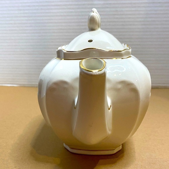 Vtg Windsor by James Sadler Cube Pink Rose Floral Bouquet Teapot with Lid Gold - Picture 10 of 16